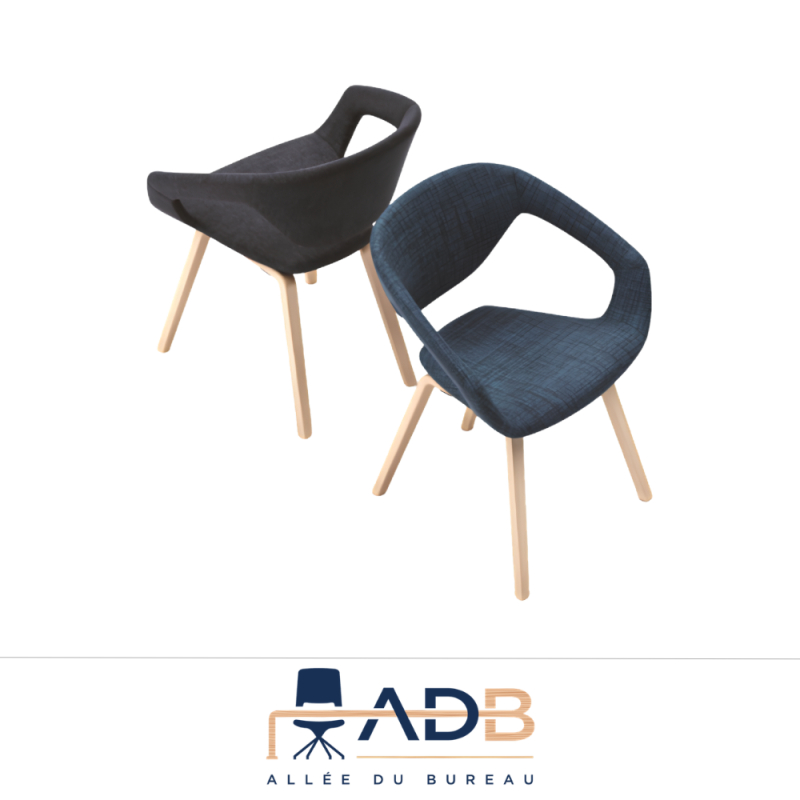 LOT DE 2 CHAISES TISSU/BOIS - LINER