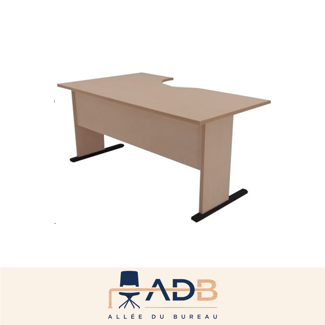 Table de bureau en mélamine coloris blanc - Longueur 160 x